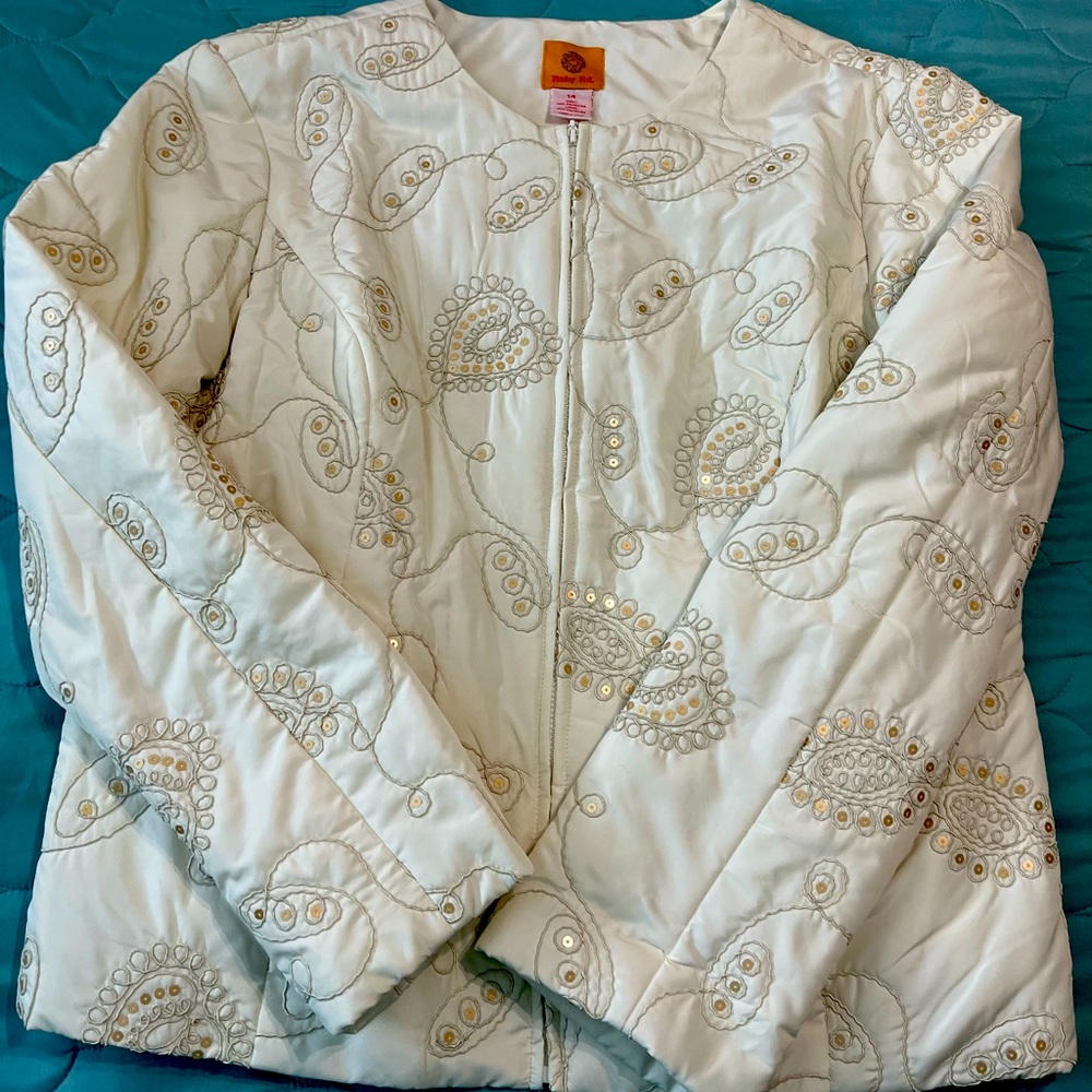 Ruby Rd White Polyester jacket very soft and comfortable with beautiful designs